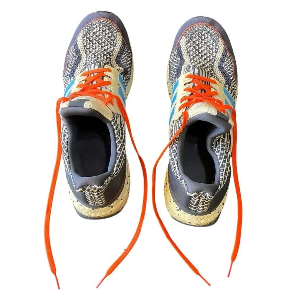 adidas Ultraboost Mens 11 Blue White Orange Primeknit Running Shoes Sneakers
